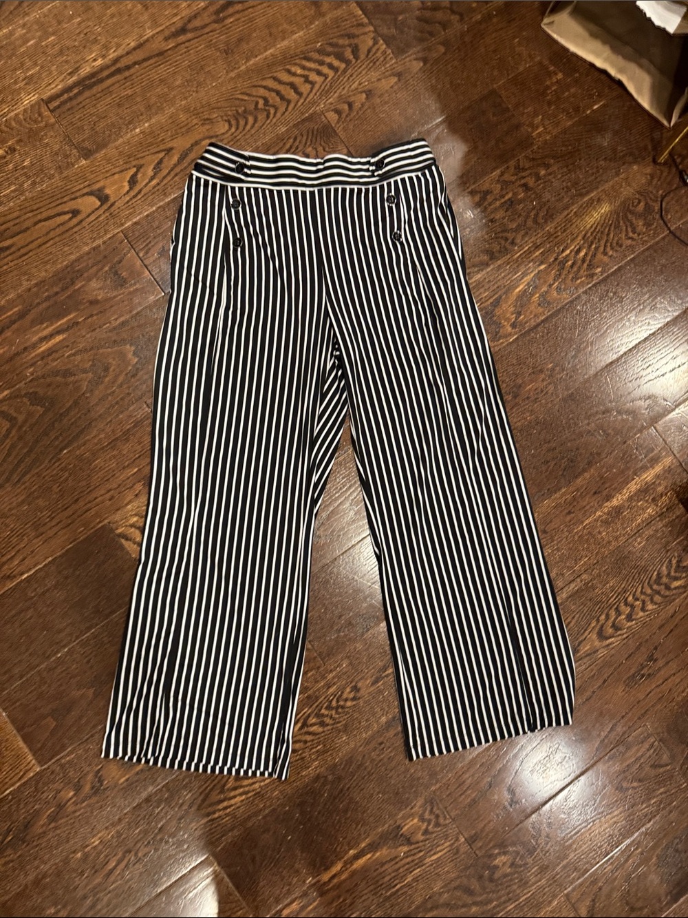 Black & White Striped Wide-Leg Pants